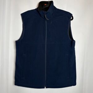St Johns Bay Mens Performance Vest Size M Navy Blue Full Zip Pockets Windproof